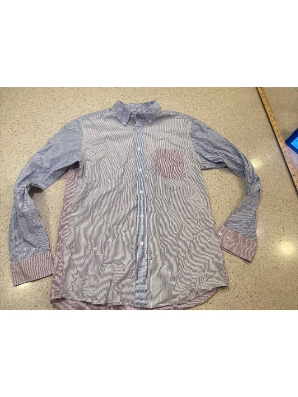 UNIQLO Mens Button Up Shirt Mens Medium Stripe Purple Blue Stripe Long Sleeve